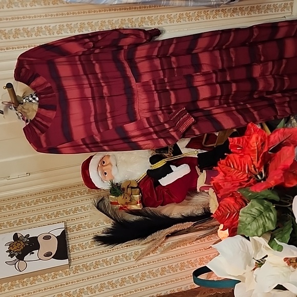 Terra & Sky Womens Peasant LS Maxi Dress Sz 4x NWOT Washy Stripe Tuscan Rose - Picture 3 of 6